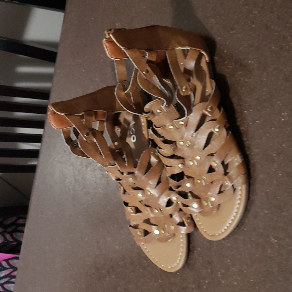 A.co  Brown Leather Sandals , Size 8